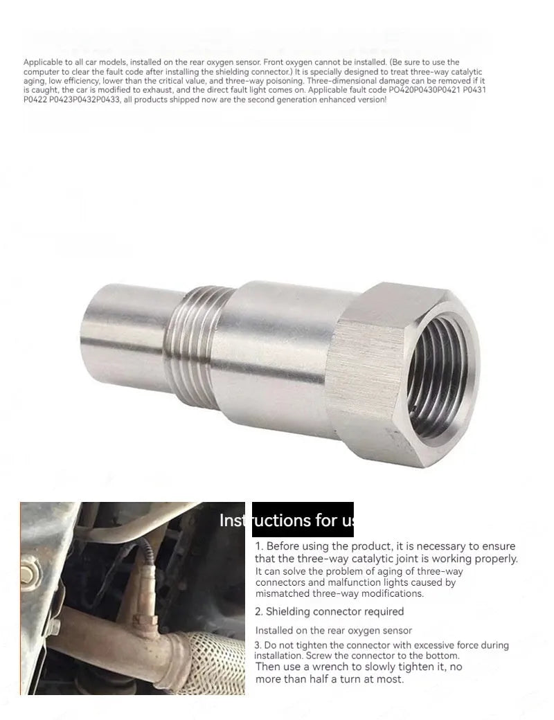 304 stainless steel oxygen sensor connector adapter with three-way catalyst design