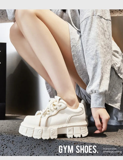 Women's beige and pink full-grain leather casual shoes with a distinctive viscose fabric-covered rubber foam sole.