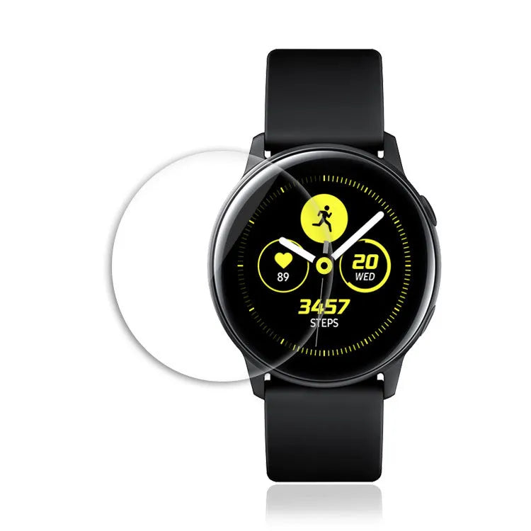Galaxy Watch Active tempered glass screen protector film showing transparent high-definition finish