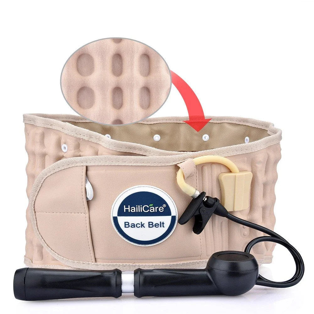 Ergonomic back support belt with adjustable lumbar traction and heat therapy for pain relief
