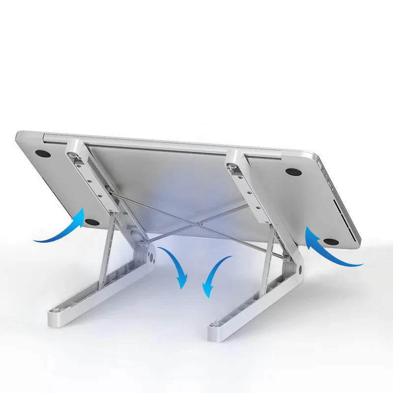 Folding ABS notebook stand in white or black, 32cm wide and 275mm deep, about 25kg load