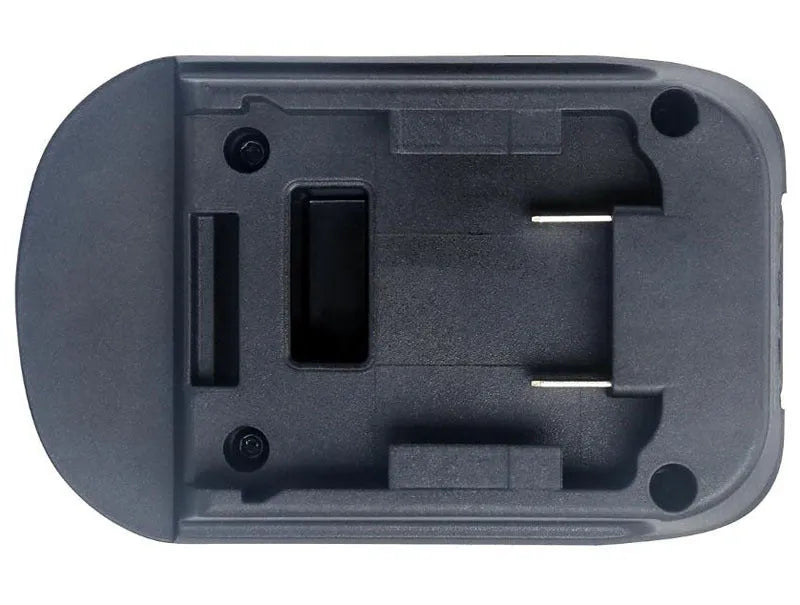 Black battery adapter for converting Milwaukee DM18M tools to MAKITA H99F batteries