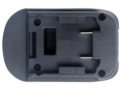 Black battery adapter for converting Milwaukee DM18M tools to MAKITA H99F batteries