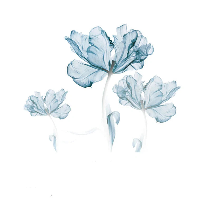 Nordic blue flower wall stickers for elegant home decor