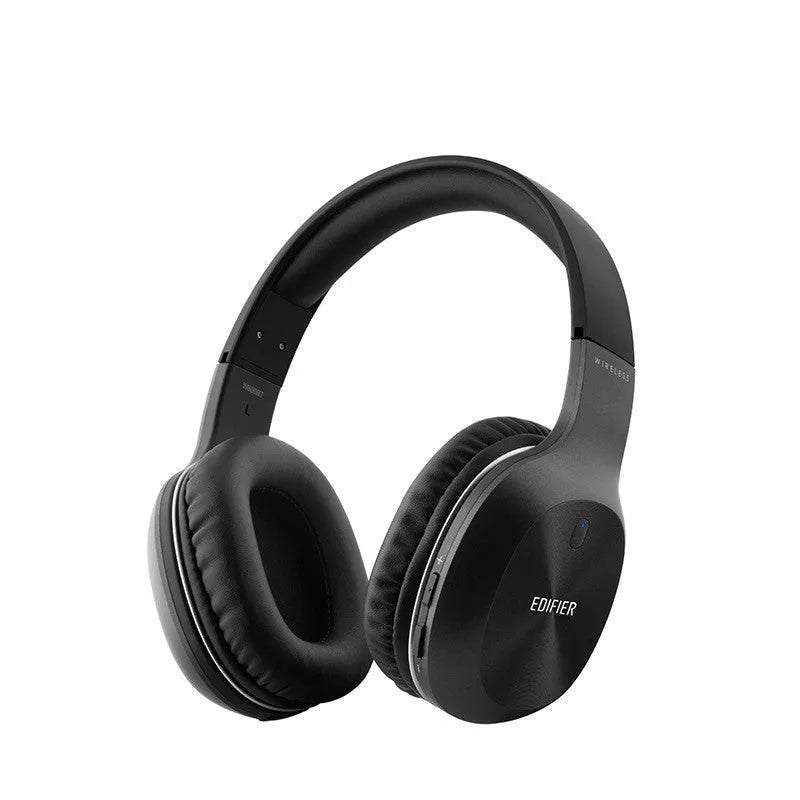 Black wireless Bluetooth sports headset with a detachable headband on a white background.