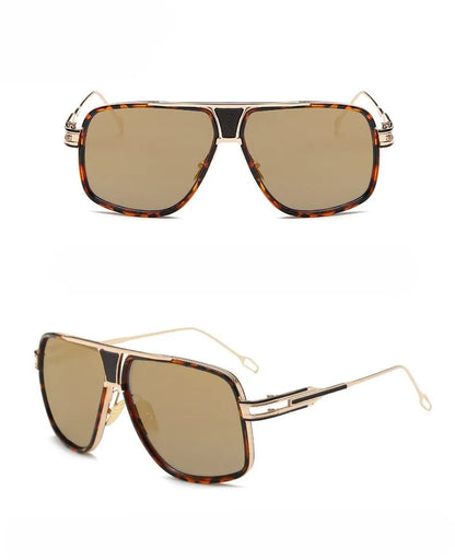 Men's square UV400 sunglasses with 59mm lens width, plastic and metal frame, goggle style