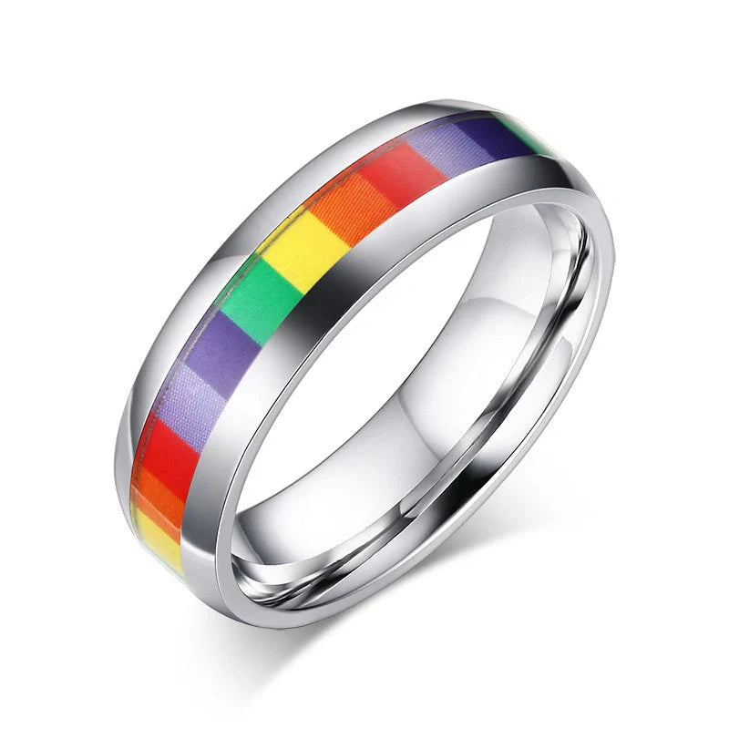 Cycolinks Pride Rainbow Unisex Titanium Steel Ring in various colours