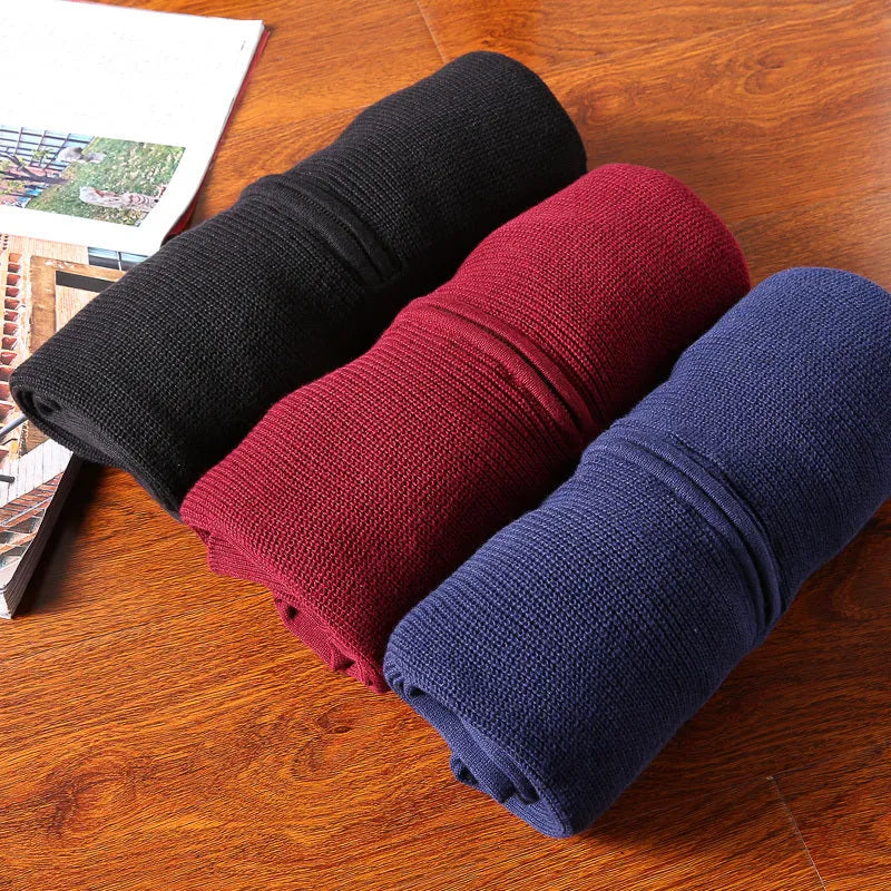 Men's Autumn Jumper Knitted Sweater Long Sleeve Round Neck Pullover in Black Blue or Red Asian Sizes M to 3XL for Casual Autumn Winter Layering