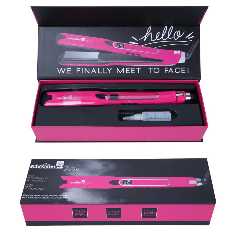 Mini steam splint spray hair straightener in champagne, purple, or rose red colour.