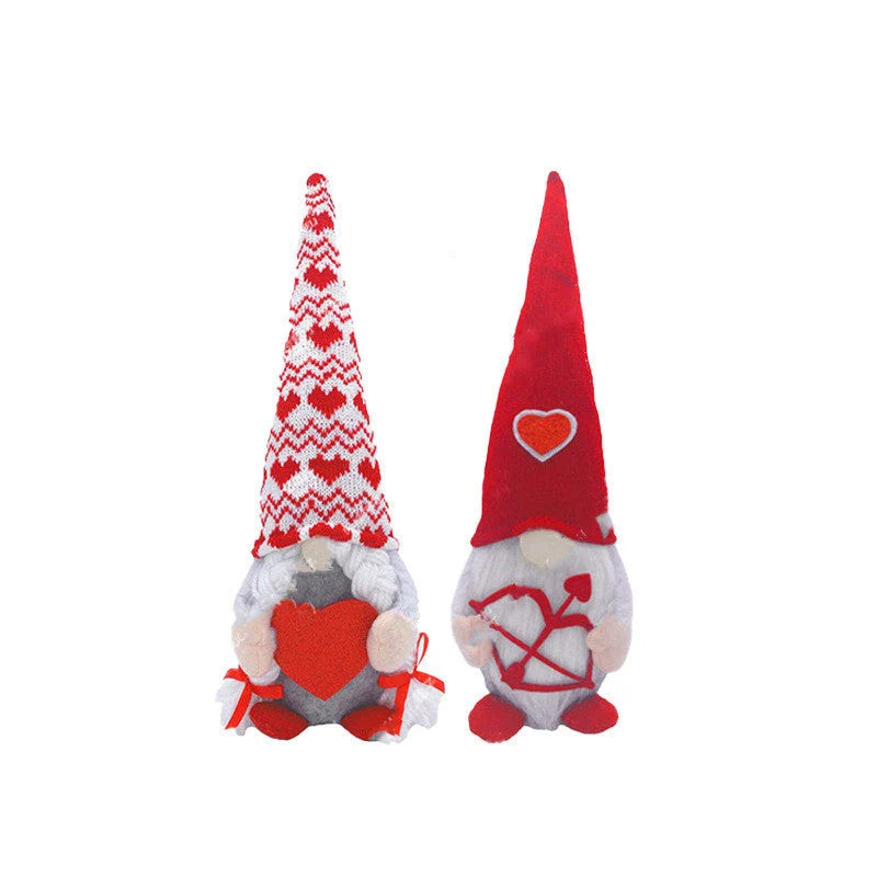 Soft, plush Cupid gnome figures in various styles for Valentine's Day, Christmas, and year-round home decor