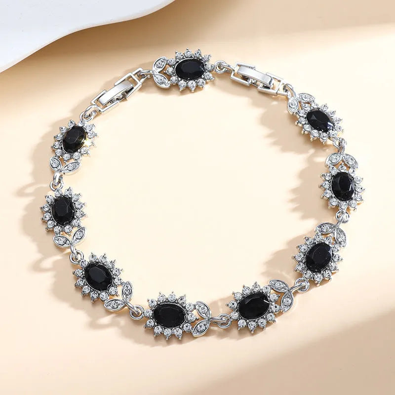 Women's simple inlaid zircon electroplated eco alloy fashion bracelet, 9 colour options