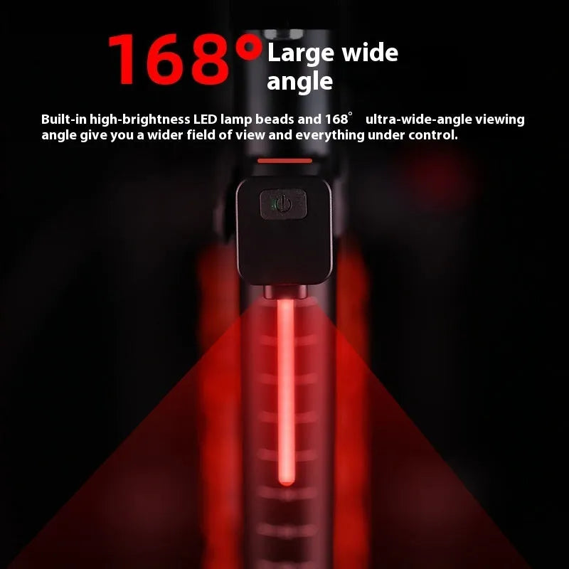Bicycle running water taillight safety indicator lamp showing LED lighting pattern