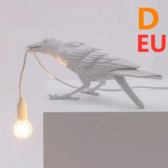 Creative Auspicious Bird Resin Wall Lamp Decoration in white or black