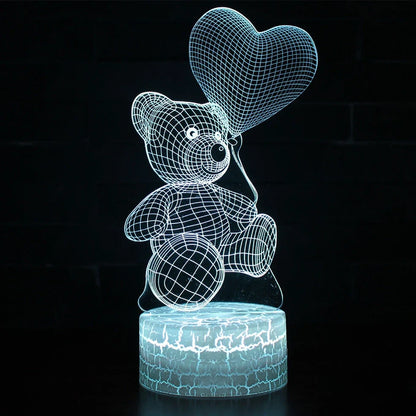 3D cute bear LED night light in colorful acrylic shade, 10cm height for home corridor use