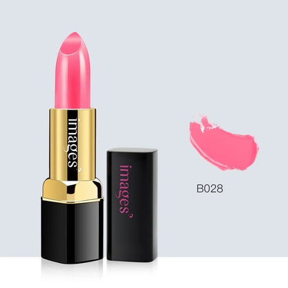 A tube of natural lipstick lip gloss in a choice of ten colours, showing a net weight of 3.8g.