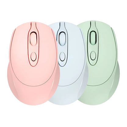 Wireless Bluetooth optical mouse, 1600dpi, 104x66x38mm, available in black, blue, green, pink, and white.