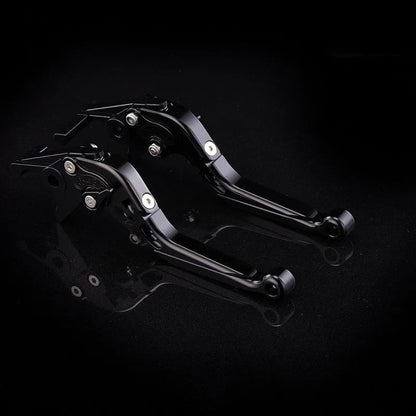 Pair of anodised metal bicycle brake horn handle levers with adjustable reach, shown in a two-tone colour finish.