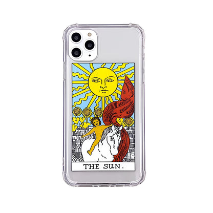 Silicone TPU iPhone case with mythology comic cartoon design showing sun artwork