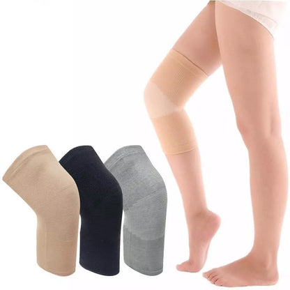 Knee support sleeves for joint pain and arthritis relief in black, skin, and gray