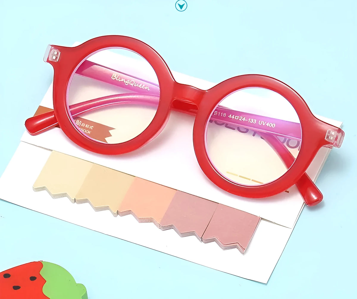 Retro round frame glasses in six colours with UV400 and anti-blue light protection