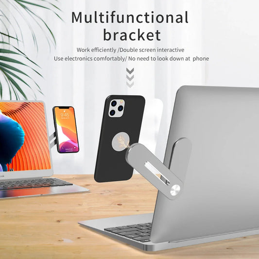 Adjustable laptop side mount with tablet bracket and cell phone holder