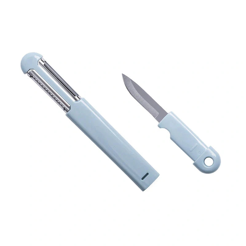 Portable stainless steel peeler and fruit knife with ergonomic ABS handle