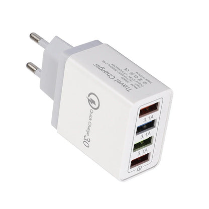 Powerful 4-Port USB Wall Charger with Quick Charge 3.0 for Phones and Tablets
