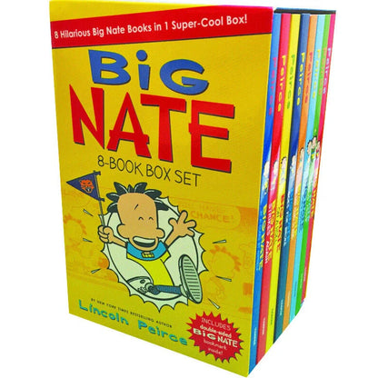 Big Nate 8-book comic box set showing colourful covers of all eight graphic novels for children
