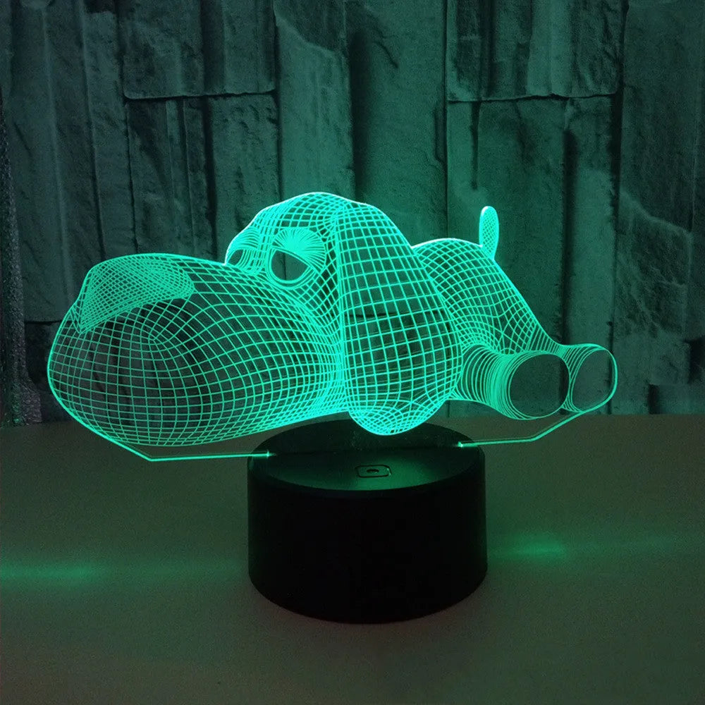 Doggo desktop lamp with multicolour LED lighting and 3D dog figurine design