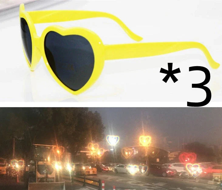 Fashionable heart-shaped light-up glasses with a built-in LED lighting system, perfect for adding a touch of love and playfulness to any occasion.