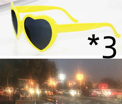 Fashionable heart-shaped light-up glasses with a built-in LED lighting system, perfect for adding a touch of love and playfulness to any occasion.