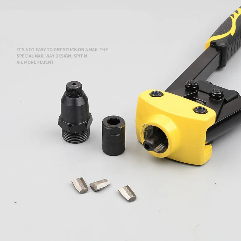 Yellow 13-inch manual rivet gun for household use with 4.8mm maximum pull stud capacity