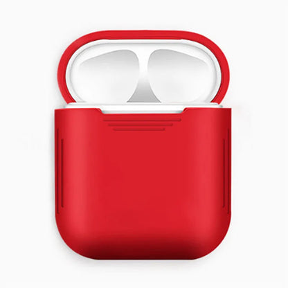 AirPods silicone protective case with shockproof bumper and a white anti-loss rope attached.