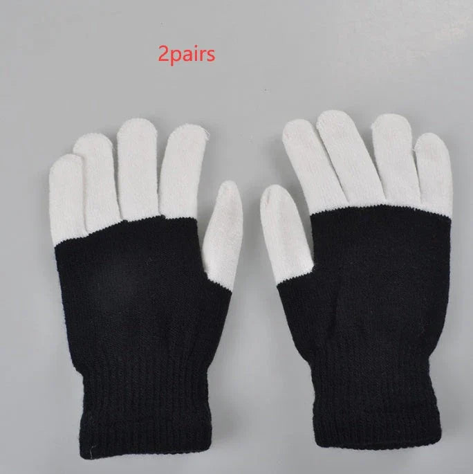 Vibrant Glow-in-the-Dark Party Gloves with Customizable Rainbow LED Lights for Dancing, Performing, and Everyday Wear