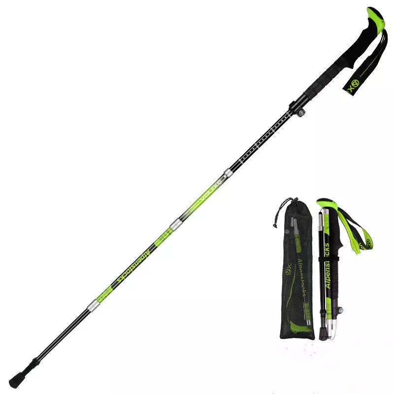 Ultralight carbon trekking poles with adjustable sections and tungsten tips for hiking