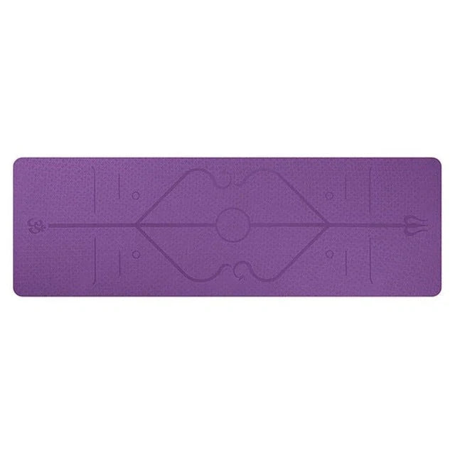 Eco-friendly non-slip TPE yoga mat with position lines for beginners