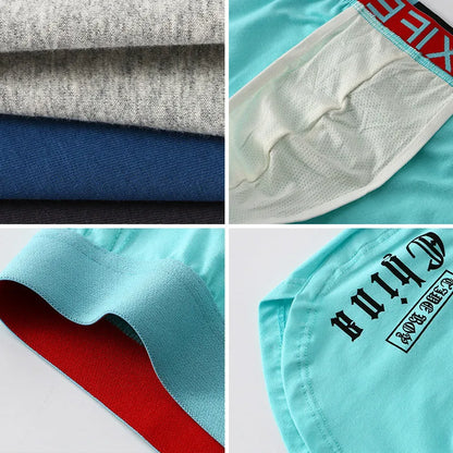 Men's loose cotton boxer briefs in mid waist style with antibacterial function
