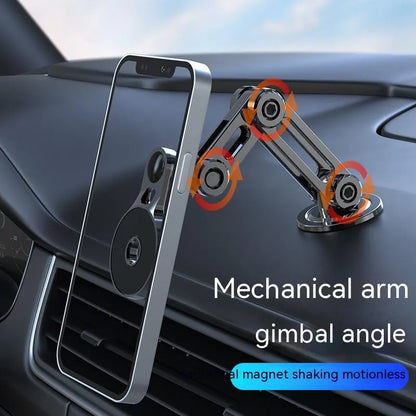 Black magnetic car phone holder with flexible gooseneck arm and 360° rotation capability