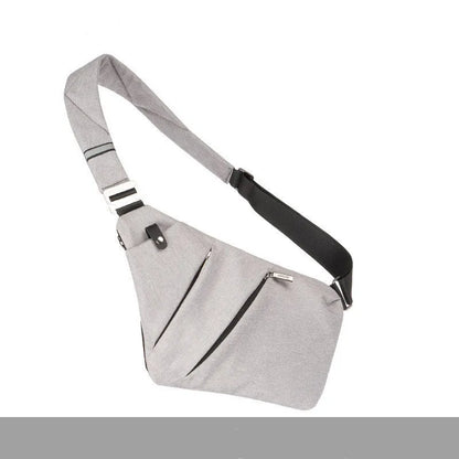 Canvas chest bag 31x20x1cm, 190g, one-shoulder crossbody with anti-radiation fabric inside, smoke black or silver grey