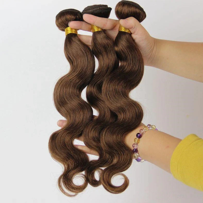 Brown human hair hood wig with natural-looking bangs and length options from 12 to 26 inches