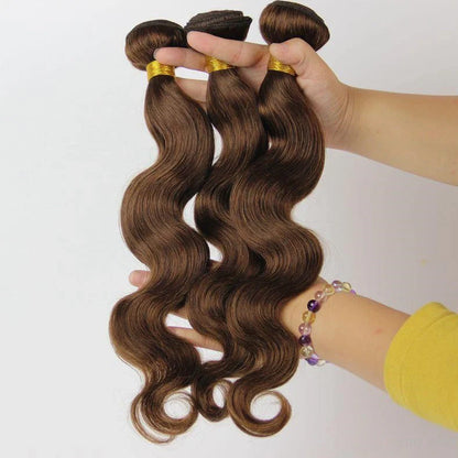 Brown human hair hood wig with natural-looking bangs and length options from 12 to 26 inches