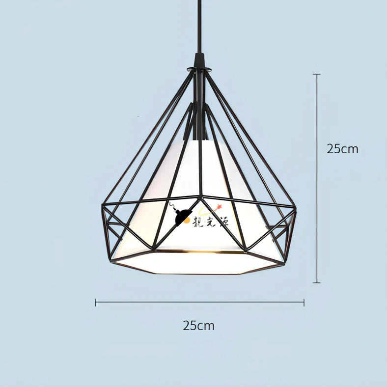 Wrought iron diamond chandelier in black, adjustable to 1.2m height for 10-15㎡ rooms with 80,000-hour LED