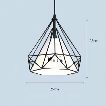 Wrought iron diamond chandelier in black, adjustable to 1.2m height for 10-15㎡ rooms with 80,000-hour LED