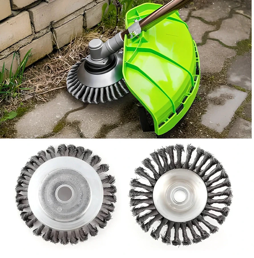 Stainless steel wire lawn mower head for garden weed and debris removal