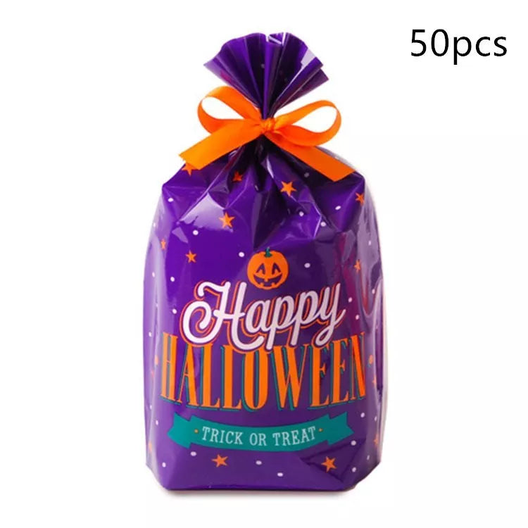 Holy Festival Candy Bag Halloween in orange and dark purple, perfect for festive candy distribution