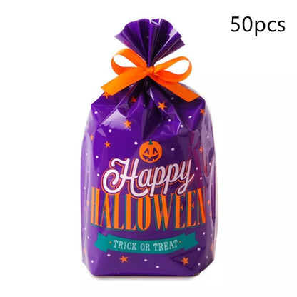 Holy Festival Candy Bag Halloween in orange and dark purple, perfect for festive candy distribution