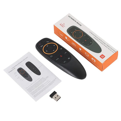 G10 G10S intelligent voice remote control with plastic shell, silicone buttons, and 164mm length