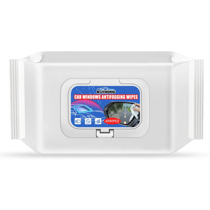 Pack of 40 car anti-fog rain wipes for windscreen visibility.