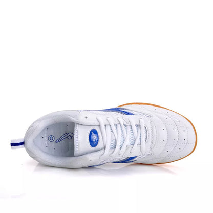 Table tennis training shoes in white and blue or white and red, sizes 30-46