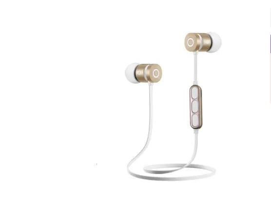 Black metal neck-mounted Bluetooth sports headset with magnetic in-ear earpieces